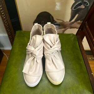 Y2K Light pastel pink leather wedged leather sneakers